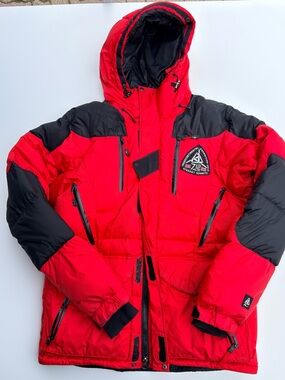 Ralph Lauren Red and Black Hooded Puffer Jacket